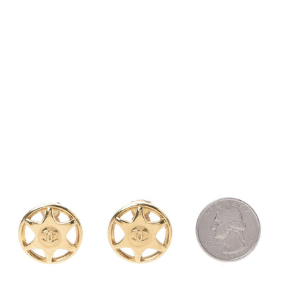 Chanel Round Star CC Clip On Earrings Gold 2 of 4
