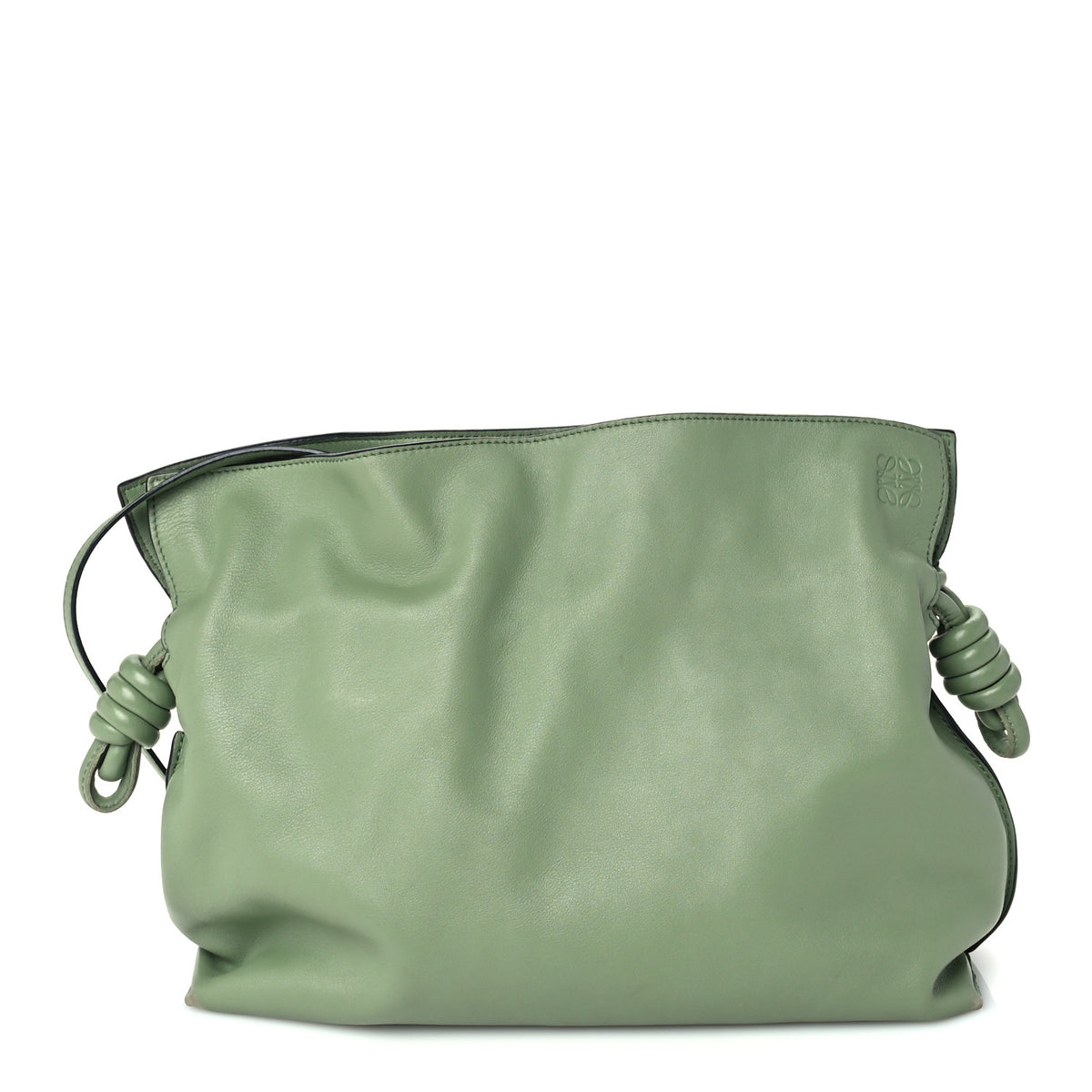 Mellow Nappa Medium Donut Chain Flamenco Knot Clutch Rosemary