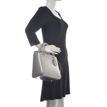 Christian Dior Metallic Patent Micro-Cannage Medium Lady Dior Silver 2 of 11
