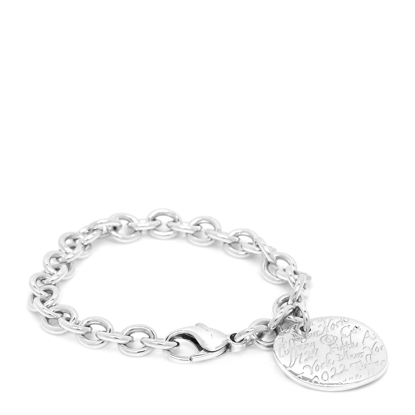 Sterling Silver Notes Round Tag Charm Bracelet