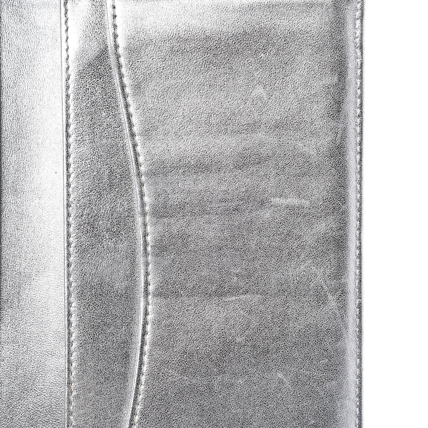 Chanel Metallic Calfskin Quilted Yen Wallet Dark Silver 11 of 13