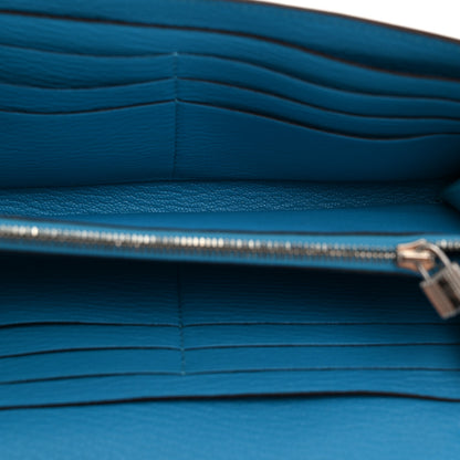 Hermes Chevre Mysore Kelly Longue Wallet Bleu Azteque 5 of 7