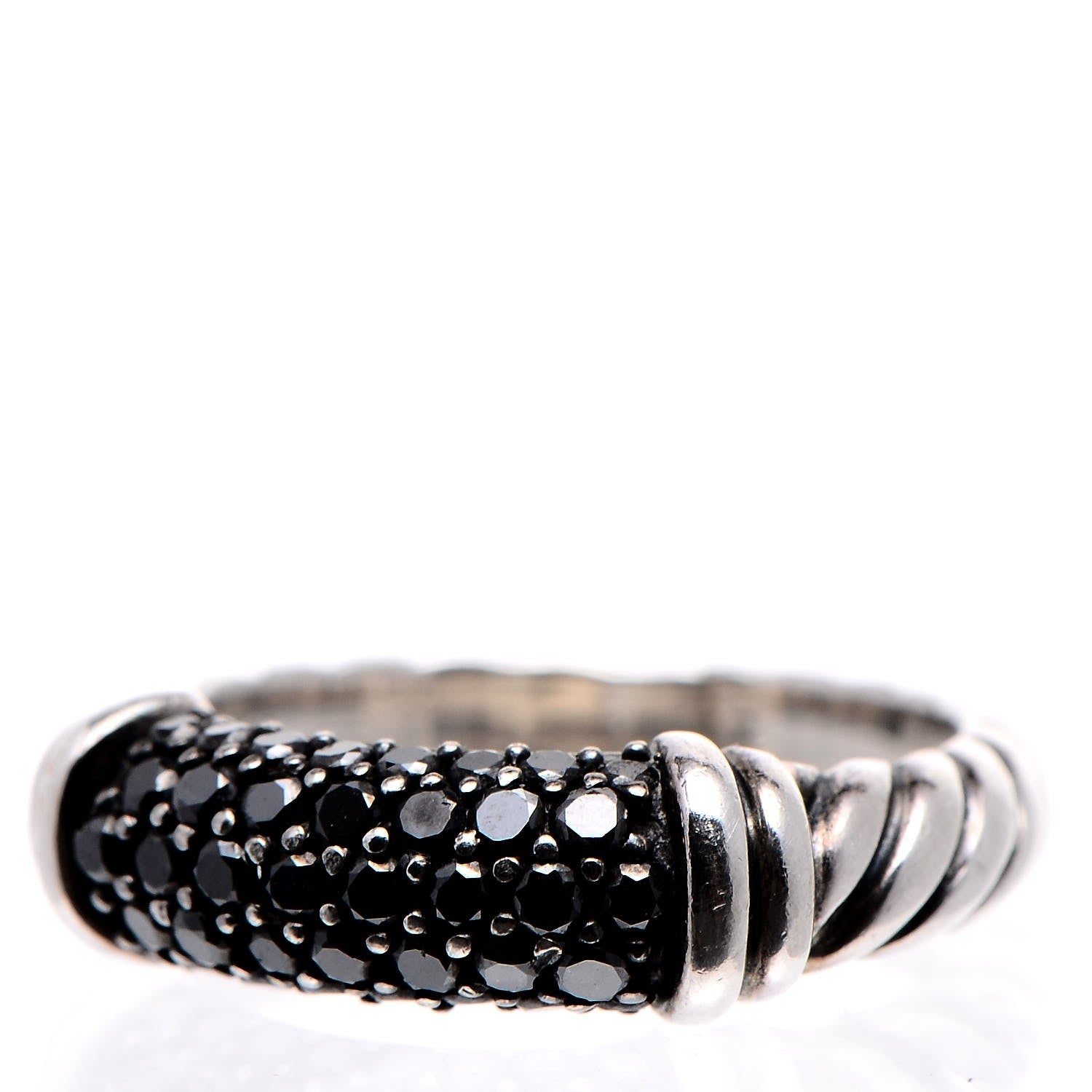 David Yurman Sterling Silver Black Diamond Cable Candy Ring 49.3 5 4 of 6