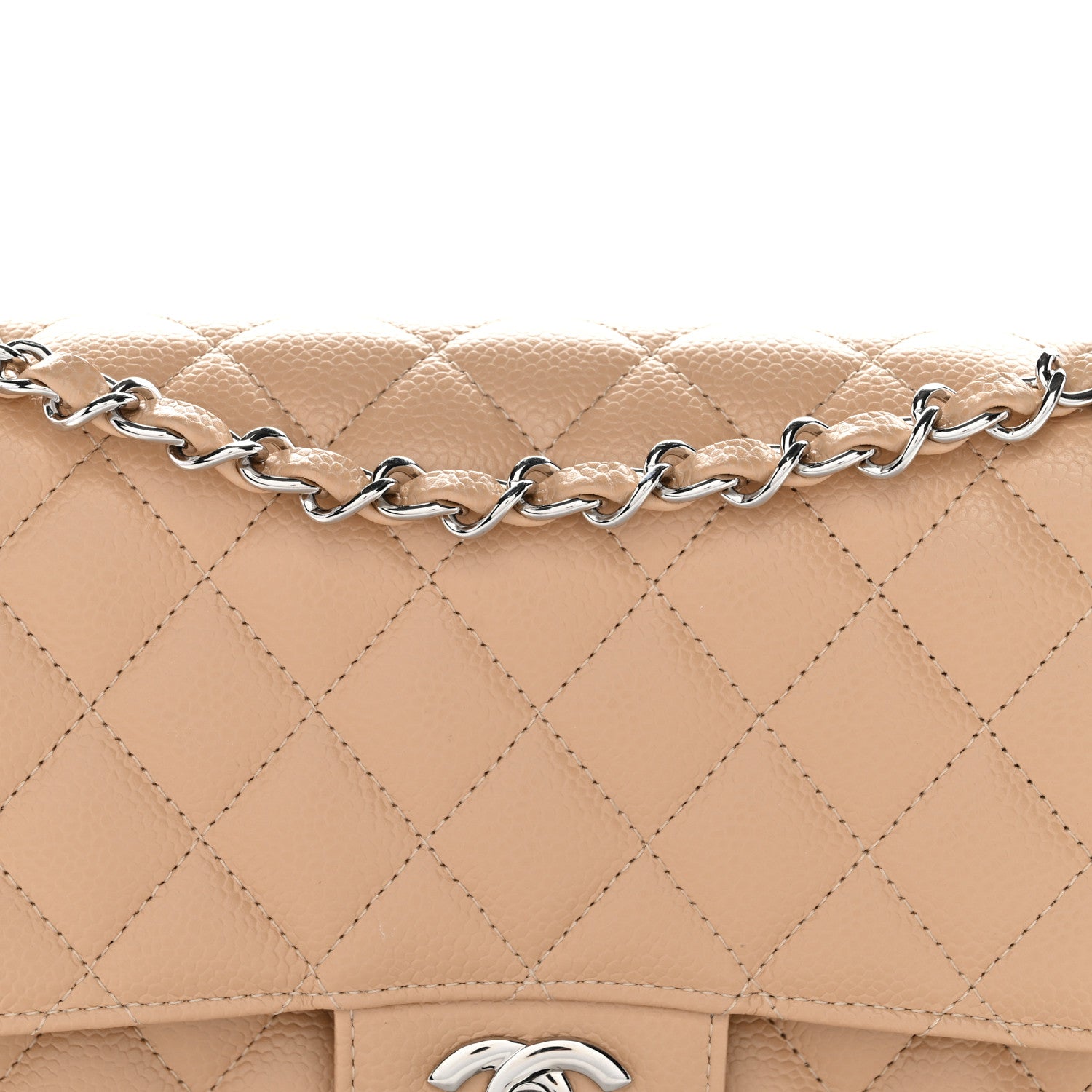 Chanel Caviar Quilted Medium Double Flap Beige 8 of 12
