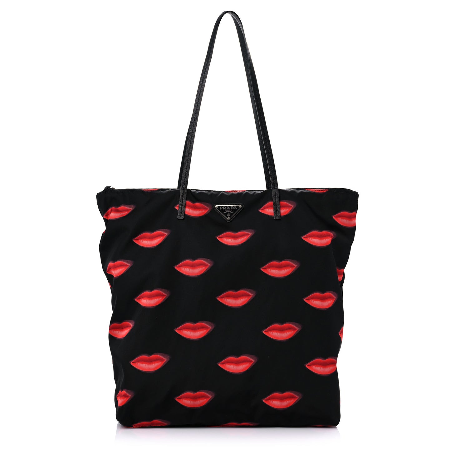 Tessuto Nylon Lips Tote Black