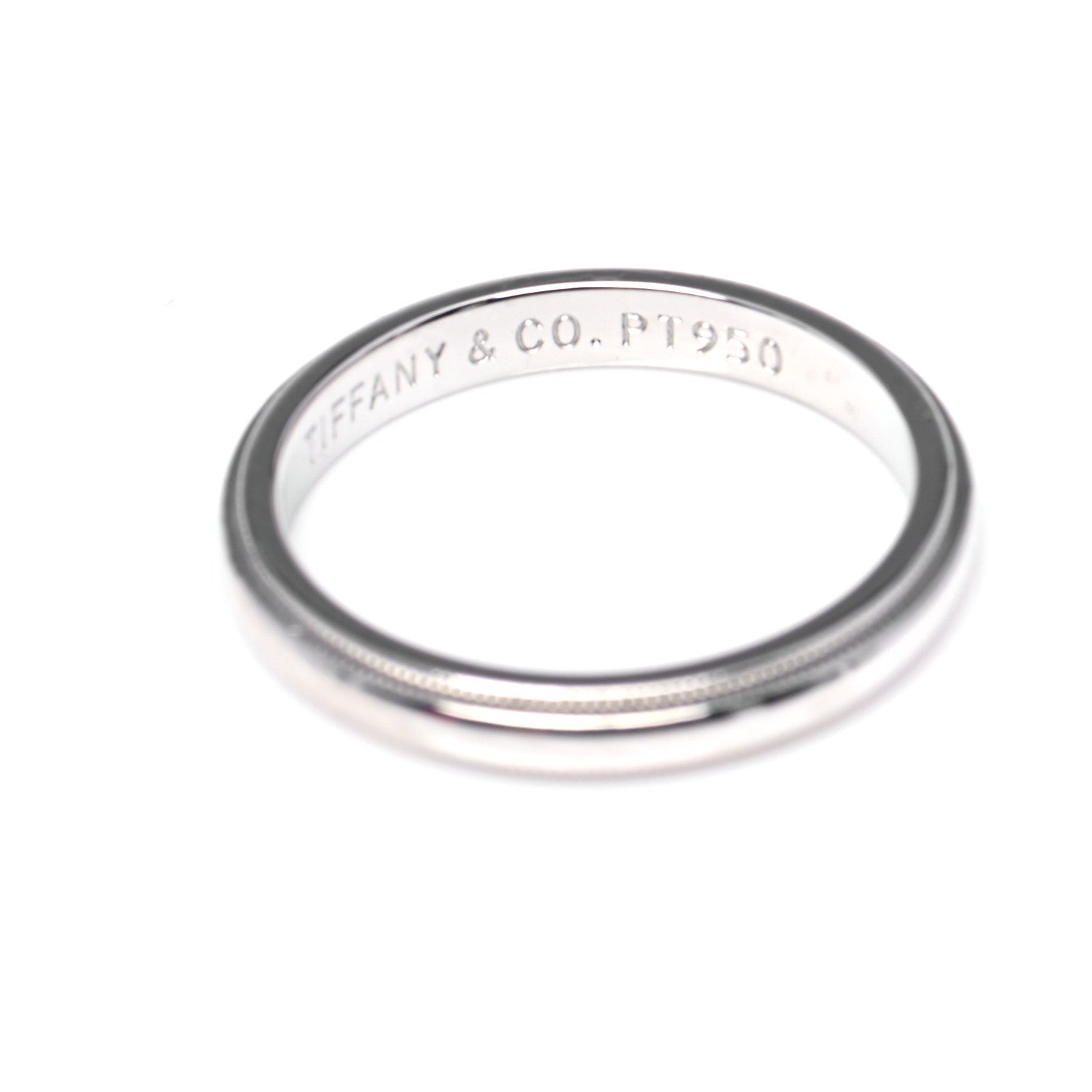 Tiffany Platinum 3mm Classic Milgrain Wedding Band Ring 55 7.25 4 of 5
