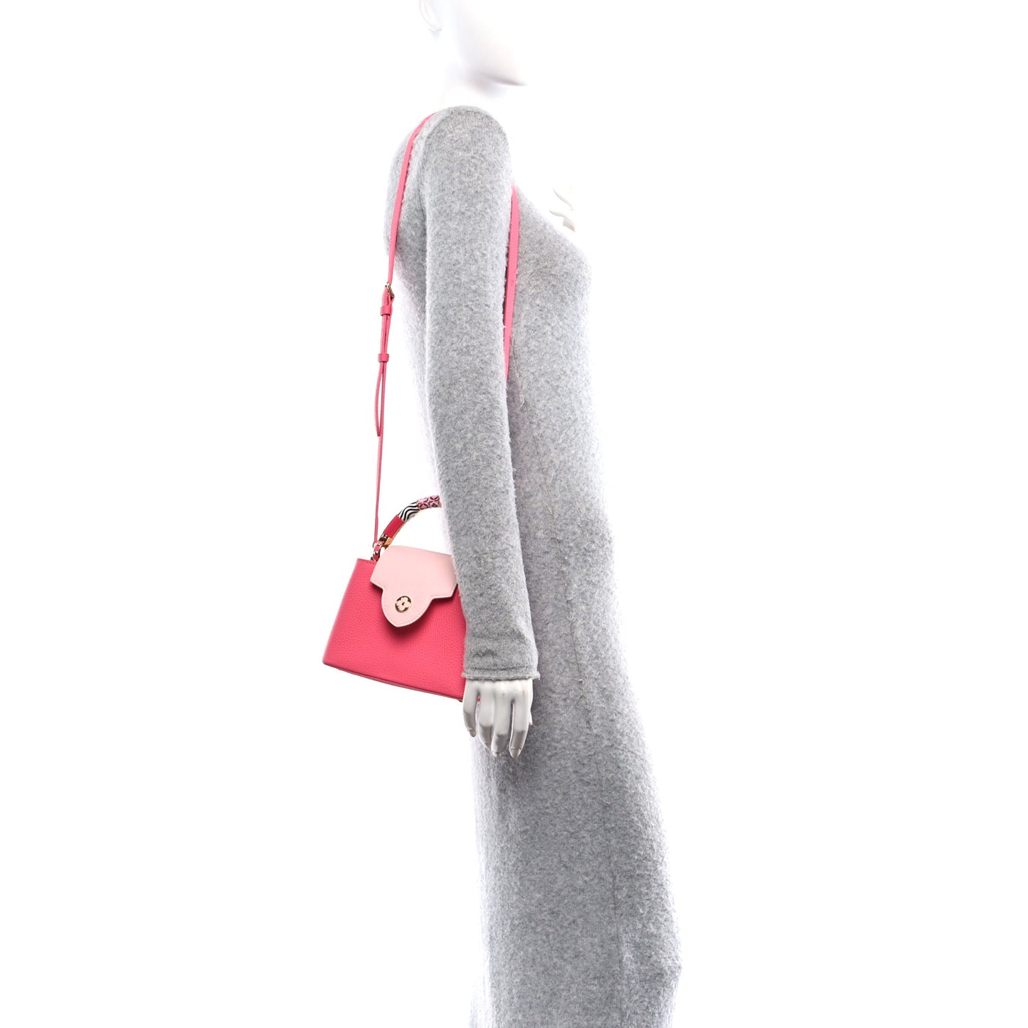 Taurillon Monogram Tile Capucines Mini Dragonfruit Ballet Pink