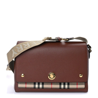 Burberry Calfskin Vintage Check Note Crossbody Bag Tan 1 of 8