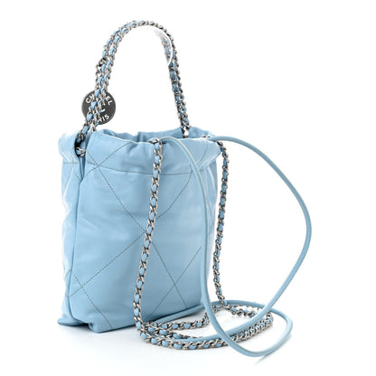 Chanel Shiny Calfskin Quilted Mini 22 Light Blue 3 of 7