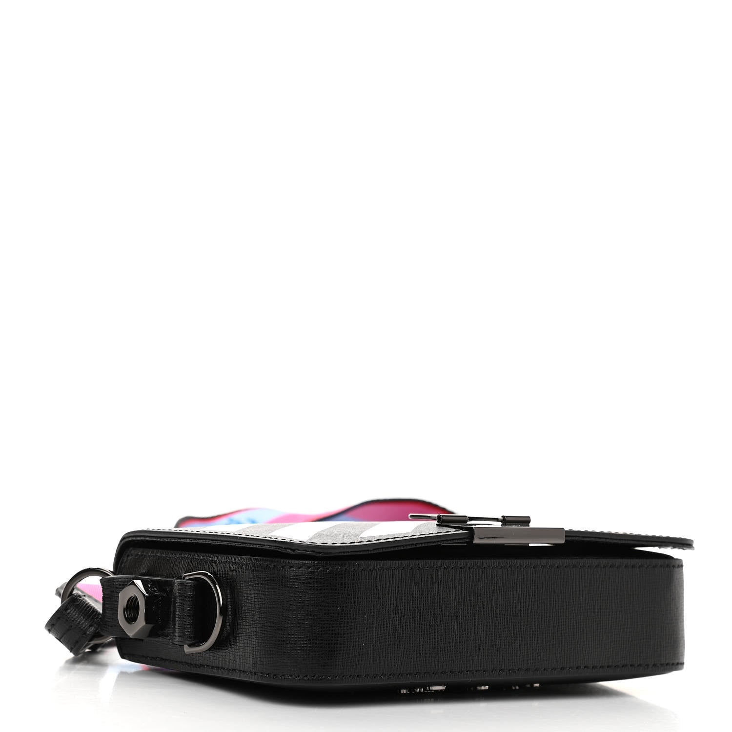 Off-White Saffiano Striped Mini Diag Binder Clip Bag Black White Indus 4 of 13