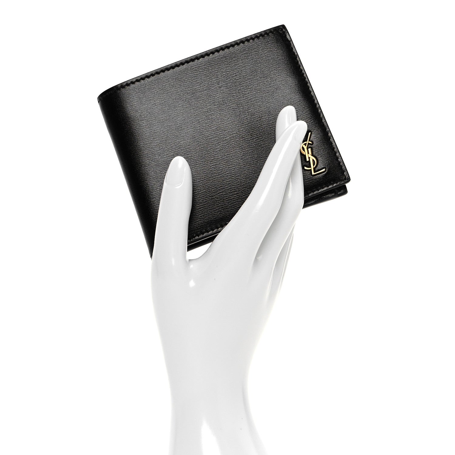 Saint Laurent Shiny Calfskin Tiny Bi-Wallet Black 2 of 8