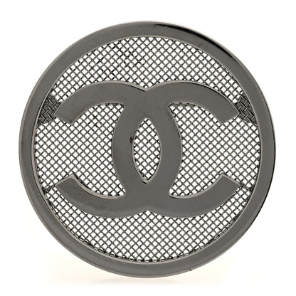 Chanel Mesh Circle CC Brooch Silver 1 of 4