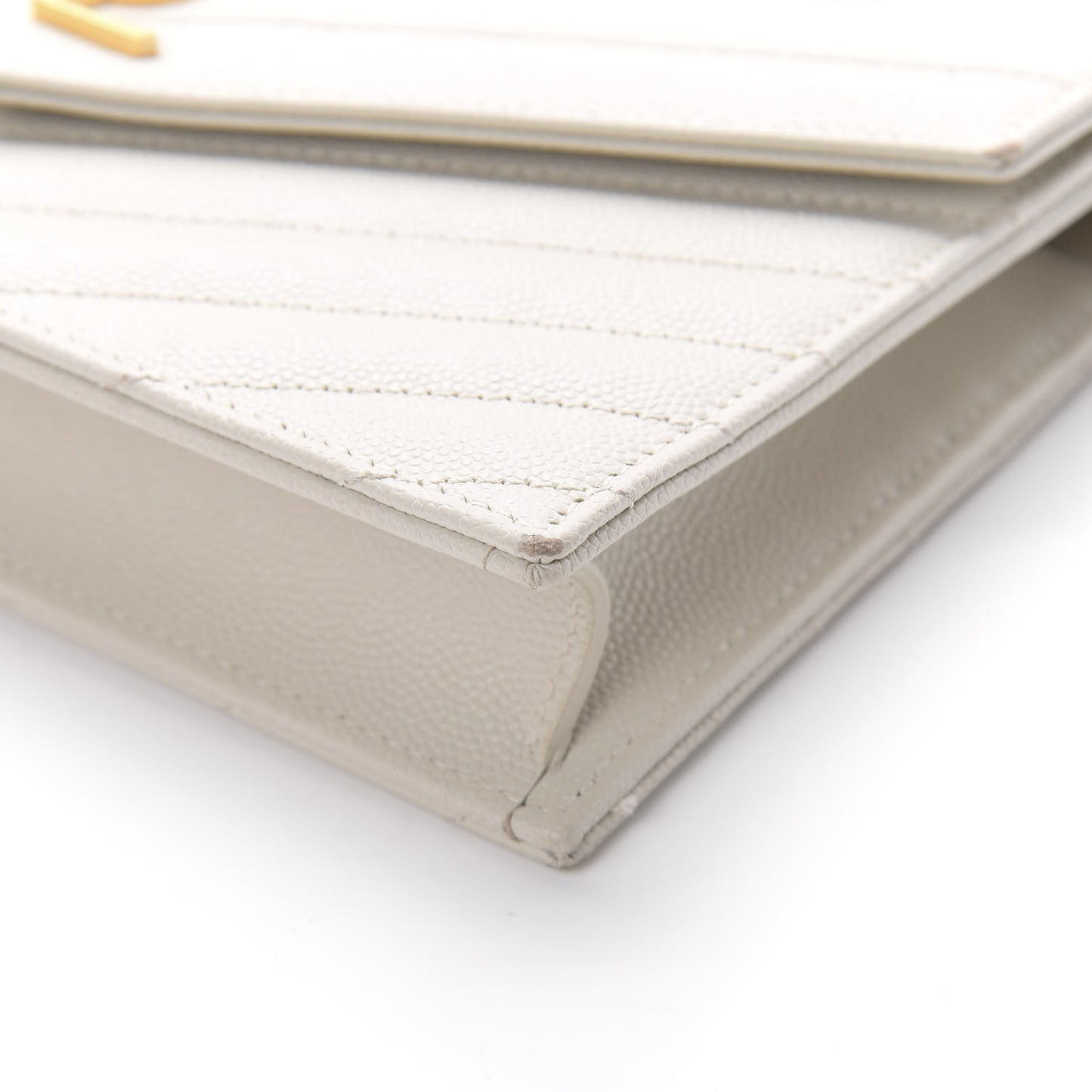 Grain De Poudre Matelasse Chevron Monogram Envelope Chain Crema Soft