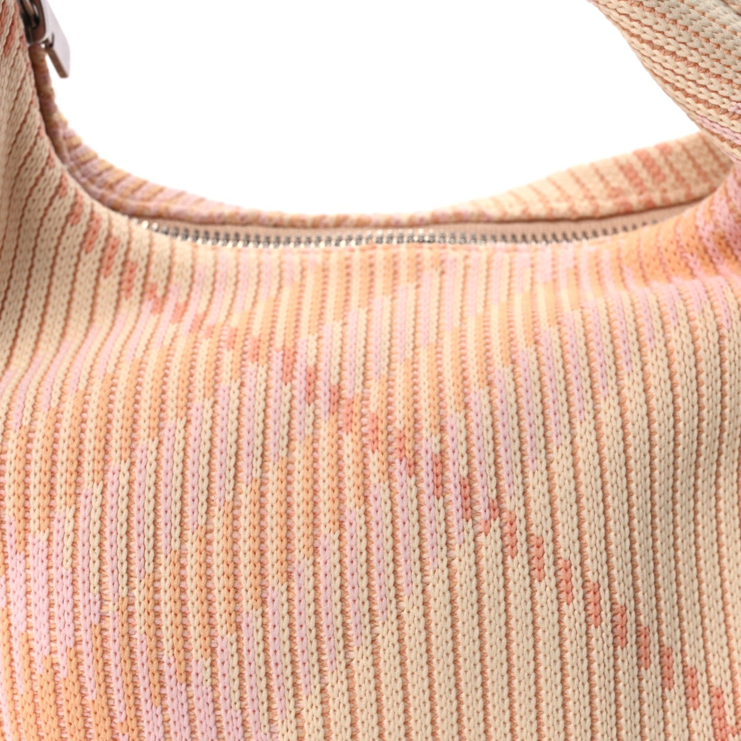 Canvas Knitted Check Mini Peg Duffle Bag Sherbert