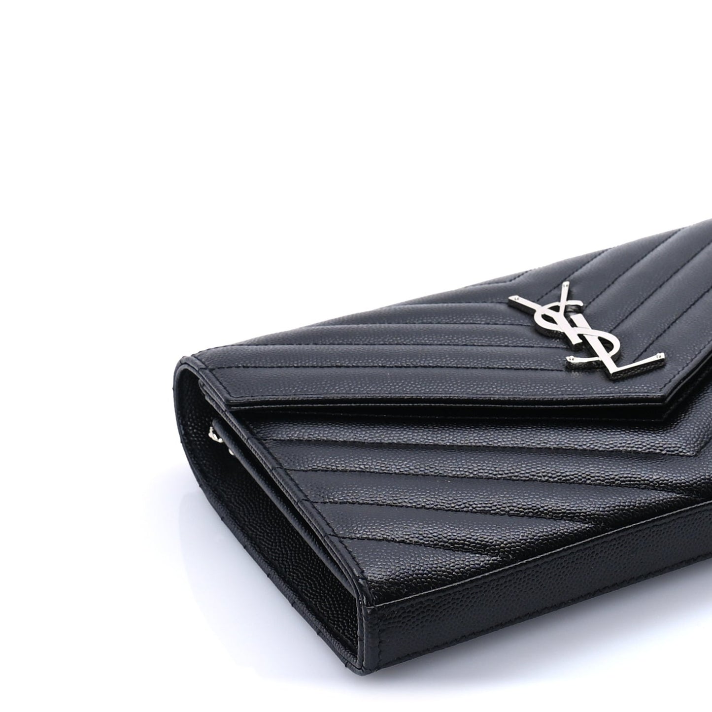 Grain De Poudre Matelasse Chevron Monogram Chain Wallet Black