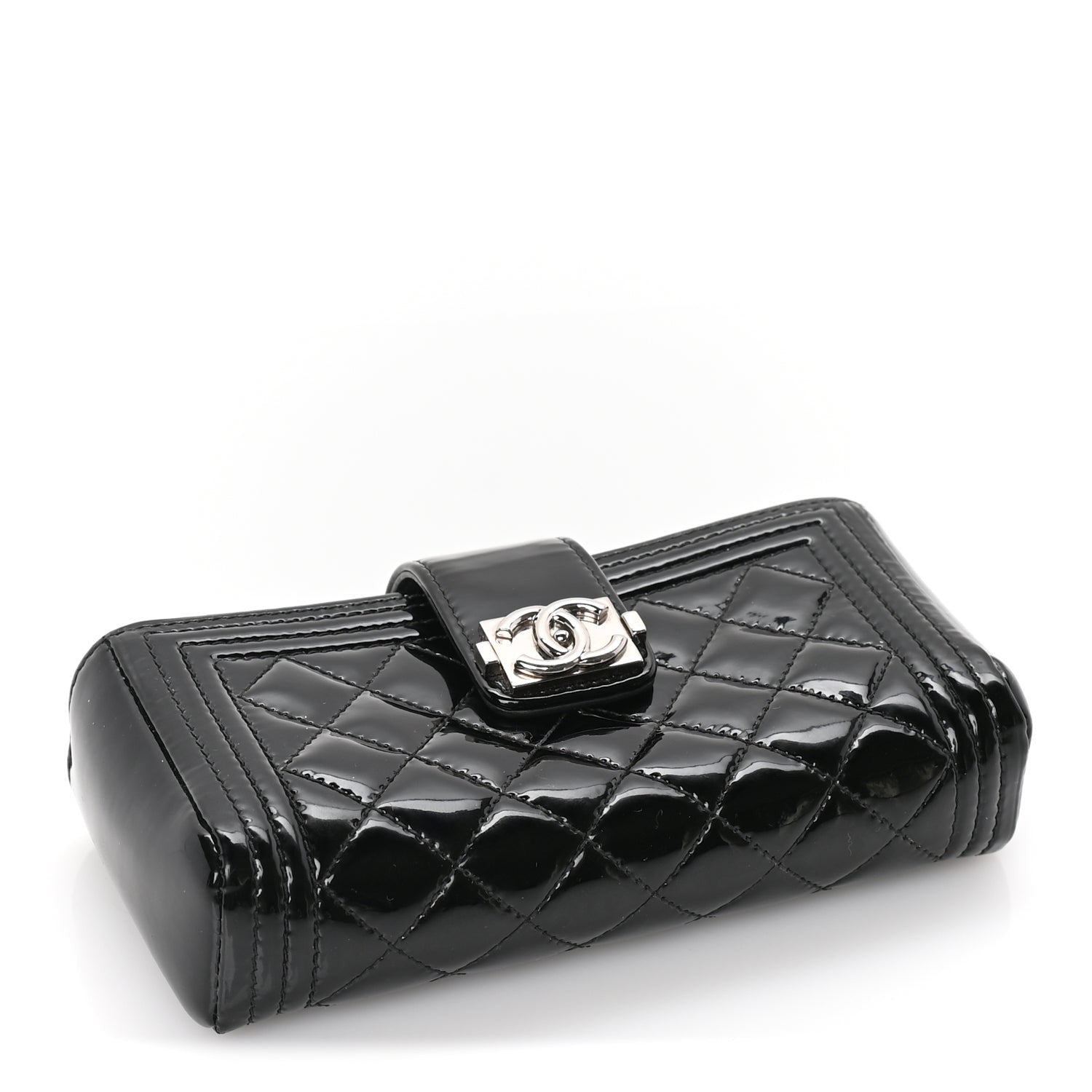 Chanel Patent Mini Boy Phone Holder Clutch Black 3 of 9