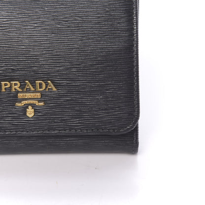 Prada Vitello Move Tri-Fold Compact Wallet Black 8 of 8