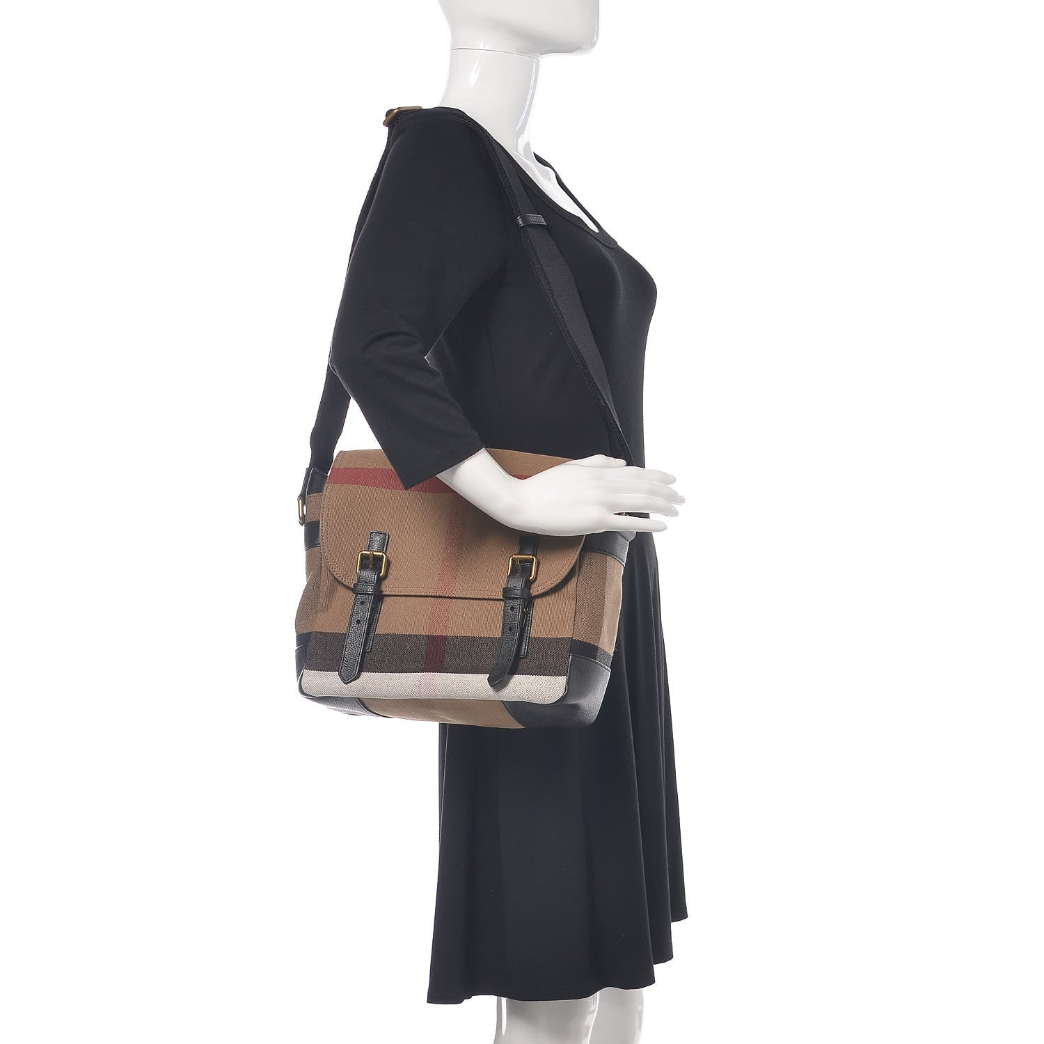 Burberry Canvas Mega Check Large Baildon Messenger Bag Black 2 of 10