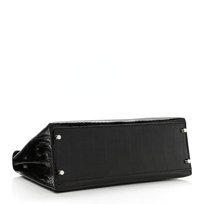 Hermes Shiny Niloticus Crocodile Kelly Sellier 32 Black 4 of 12