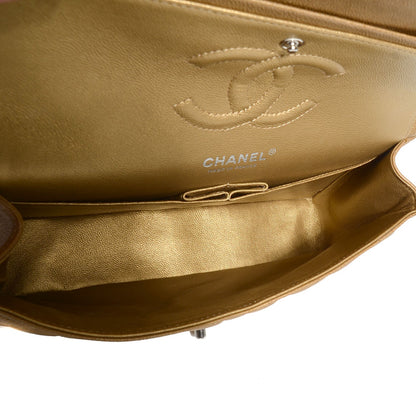 Chanel Metallic Calfskin Quilted Medium Double Flap Dark Gold 6 of 9