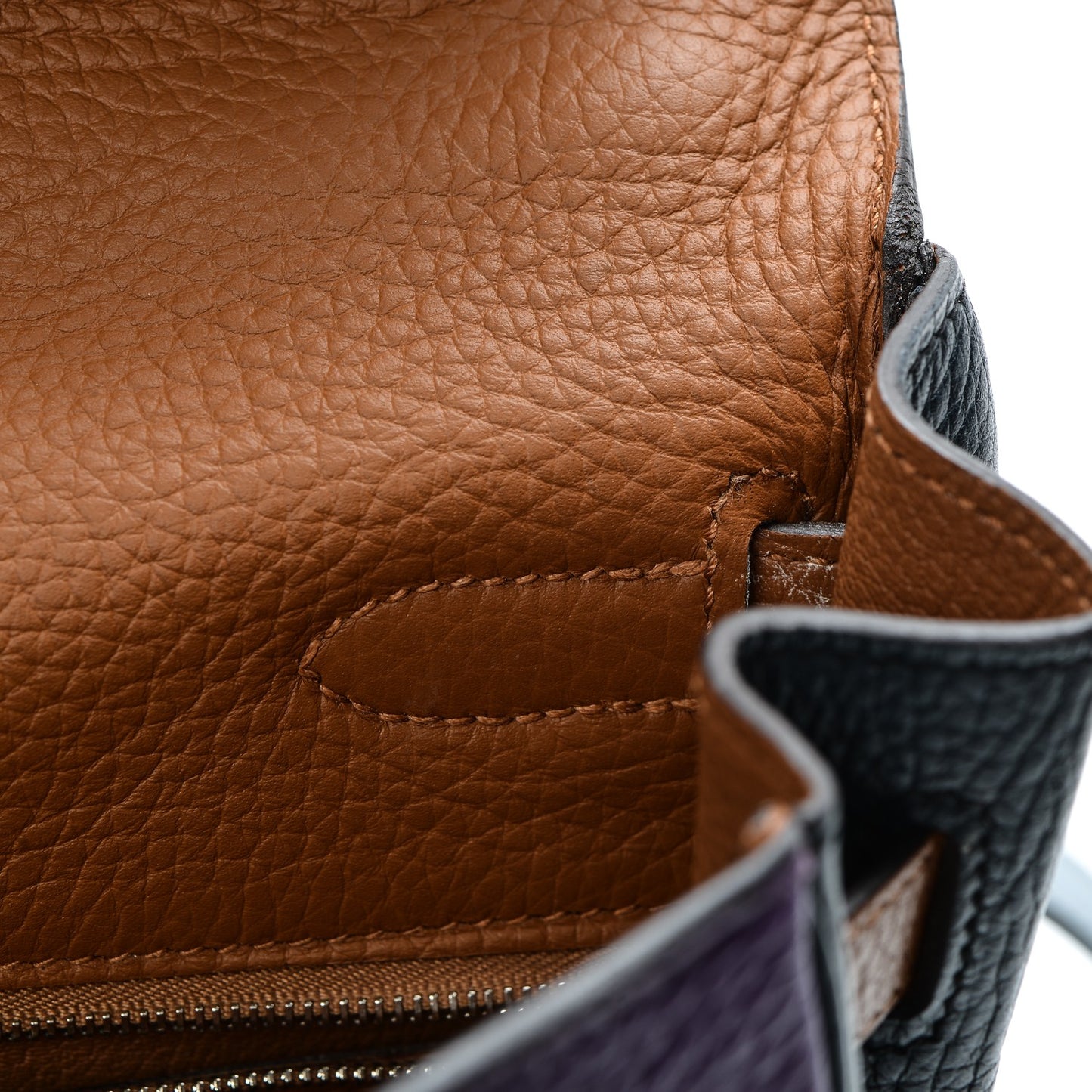 Taurillon Clemence Arlequin Kelly Retourne 32 Ultraviolet Etain