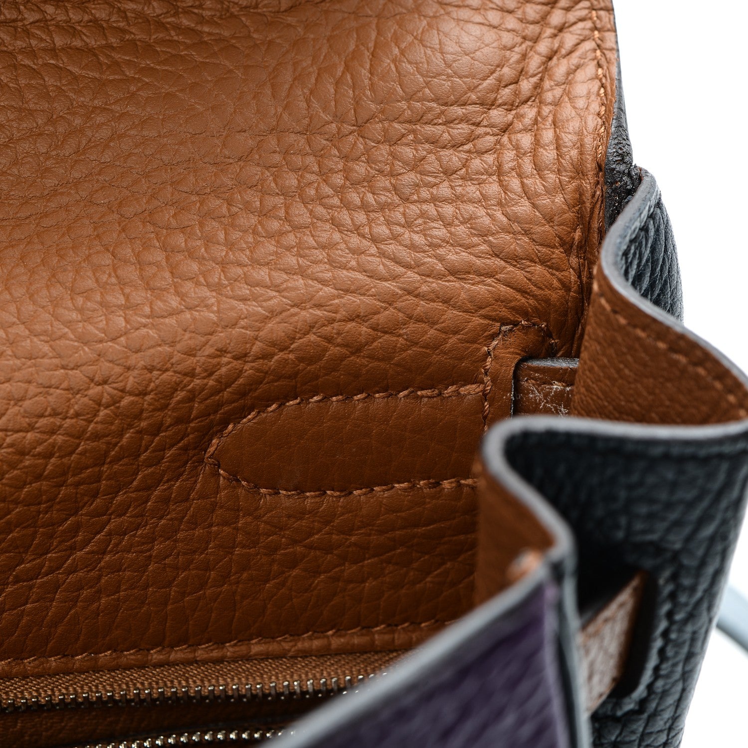 Hermes Taurillon Clemence Arlequin Kelly Retourne 32 Ultraviolet Etain 23 of 30