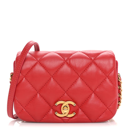 Chanel Calfskin Quilted Mini Nailed CC Flap Bag Red 1 of 9