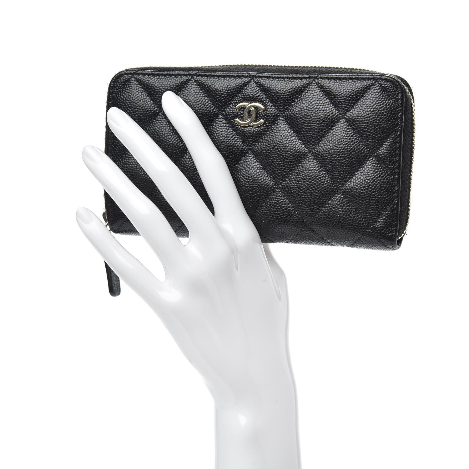 Chanel Caviar Quilted Medium Zip Around Wallet Black 2 of 8