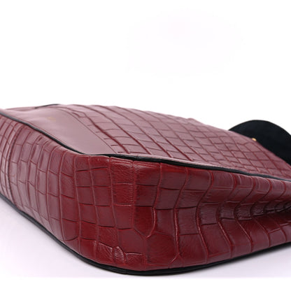 Mulberry Crocodile Embossed Calfskin Marloes Hobo Burgundy 8 of 8