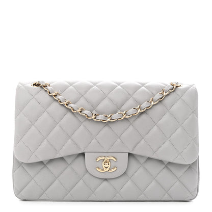 Chanel Caviar Quilted Jumbo Double Flap Light Grey 1 of 9