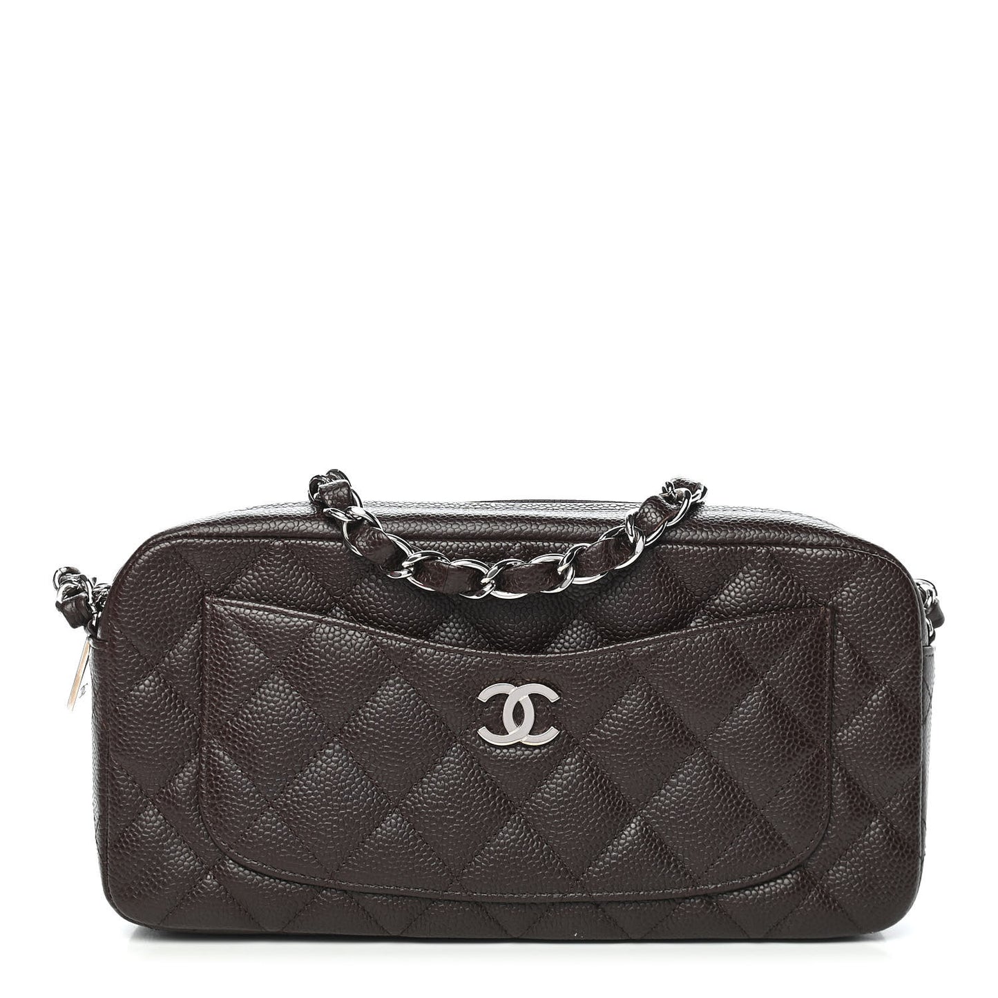 Caviar Quilted Timeless Camera Case Brown