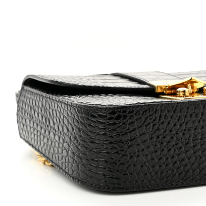 Miu Miu Crocodile Print Calfskin Top Handle Bag Black 8 of 9