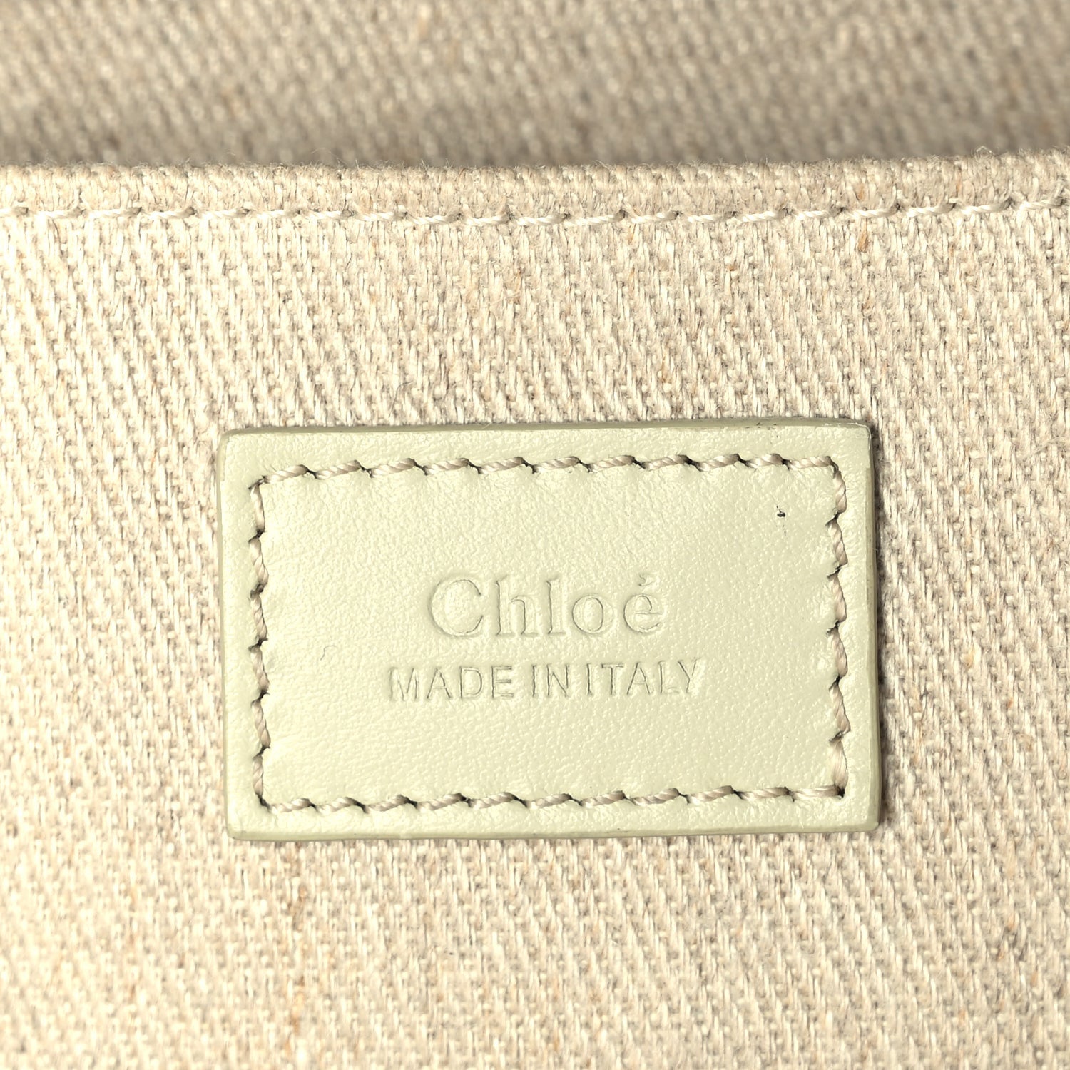 Chloe Linen Calfskin Small Woody Ribbon Tote With Strap  Light Eucalyptus 5 of 8
