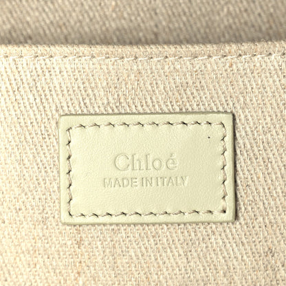 Chloe Linen Calfskin Small Woody Ribbon Tote With Strap  Light Eucalyptus 5 of 8