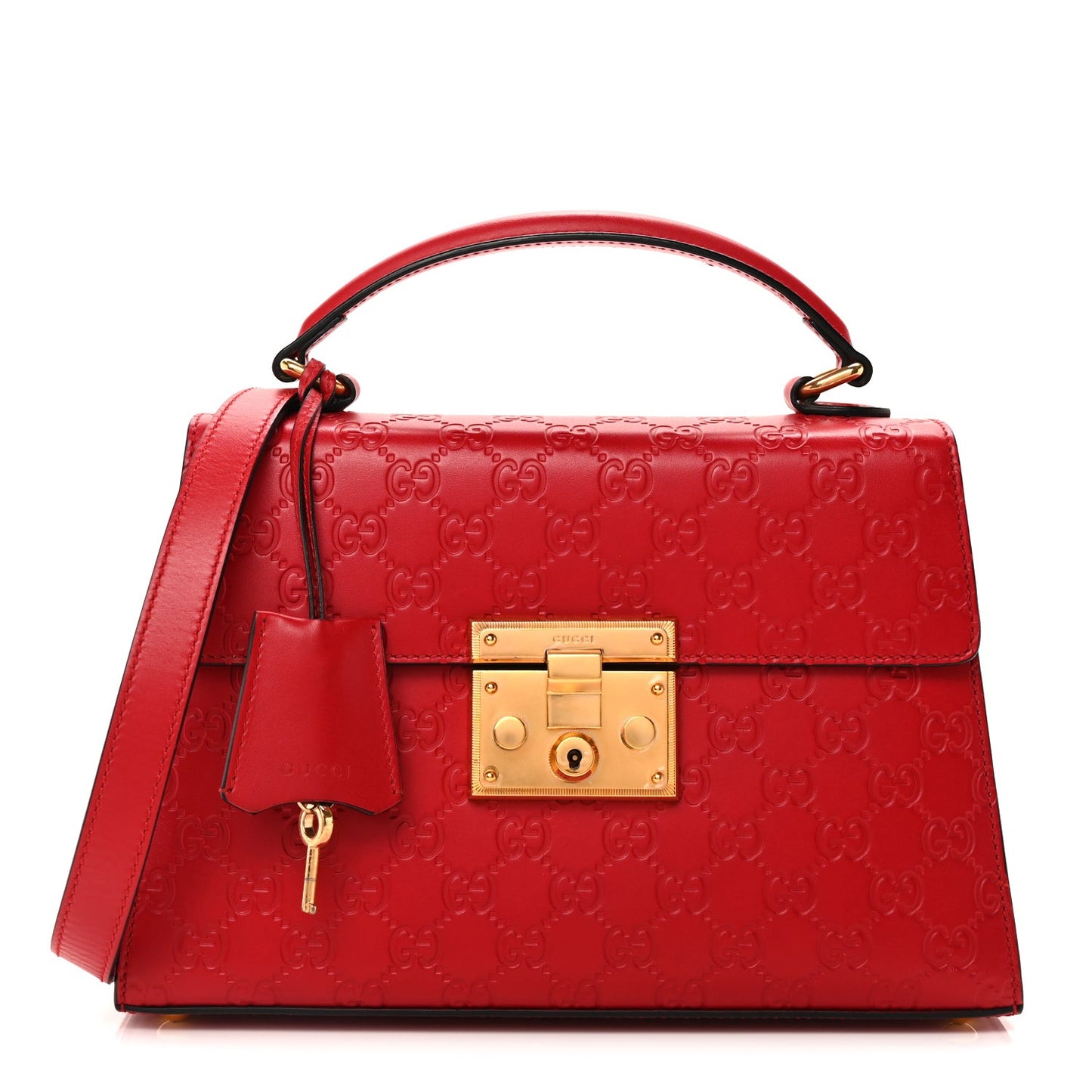 ssima Signature Small Padlock Top Handle Bag Hibiscus Red