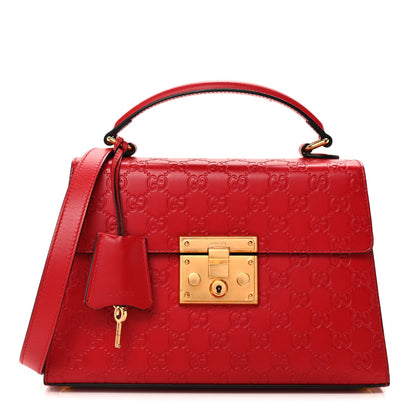 Gucci ssima Signature Small Padlock Top Handle Bag Hibiscus Red 1 of 8