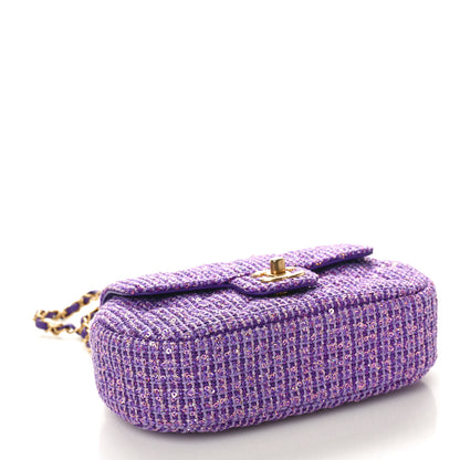 Chanel Tweed Sequin Quilted Baywatch Top Handle Flap Purple 4 of 10