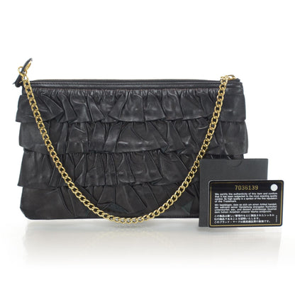 Chanel Lambskin Ruffle Evening Bag Black 3 of 8