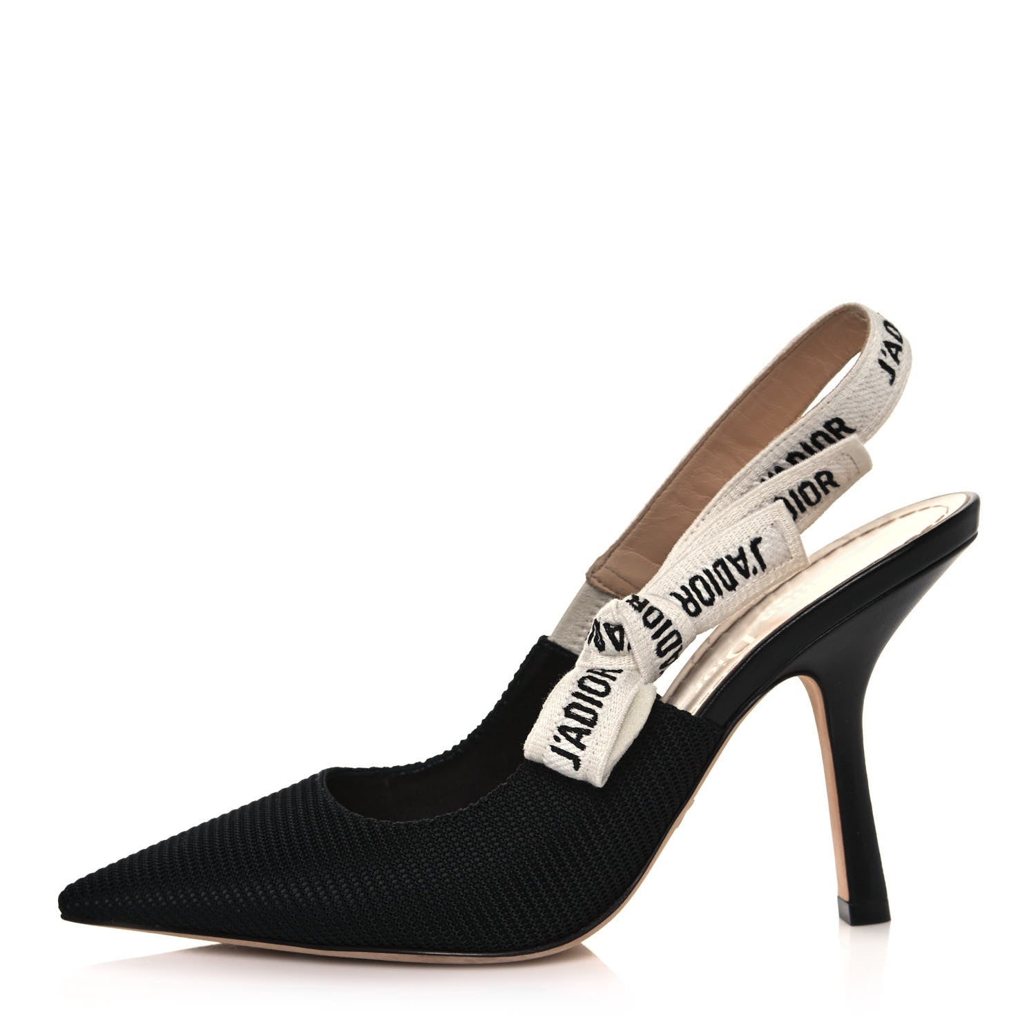 Christian Dior Technical Canvas Ribbon J'Adior Slingback 100mm Pumps 37.5 Black 1 of 8