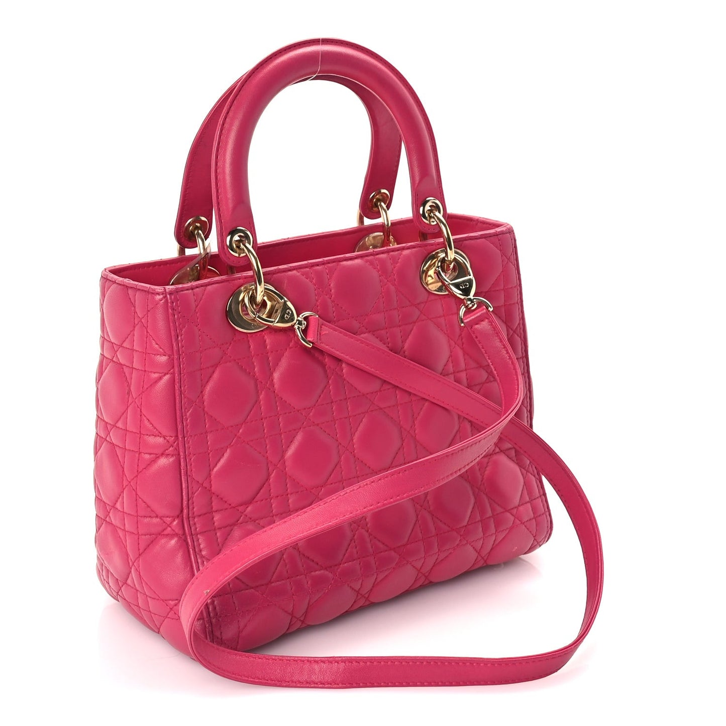Lambskin Cannage Medium Lady Dior  Fuchsia