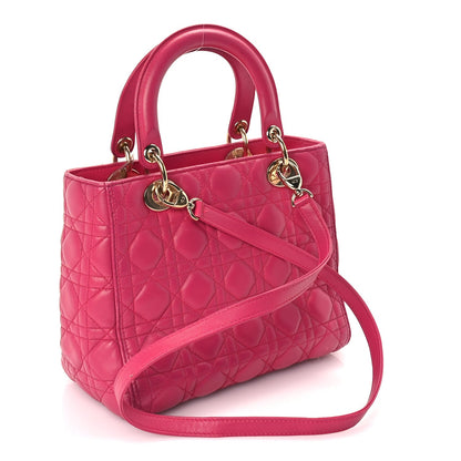 Christian Dior Lambskin Cannage Medium Lady Dior  Fuchsia 2 of 8