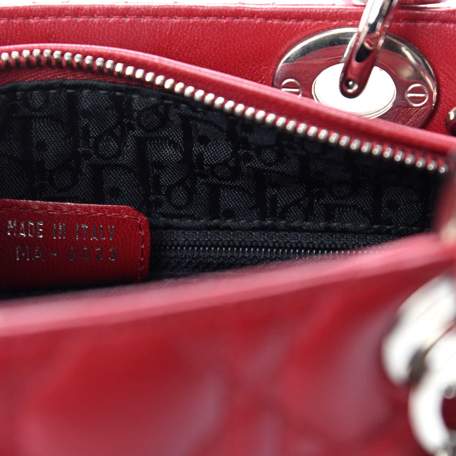 Christian Dior Lambskin Cannage Medium Lady Dior Red 10 of 11