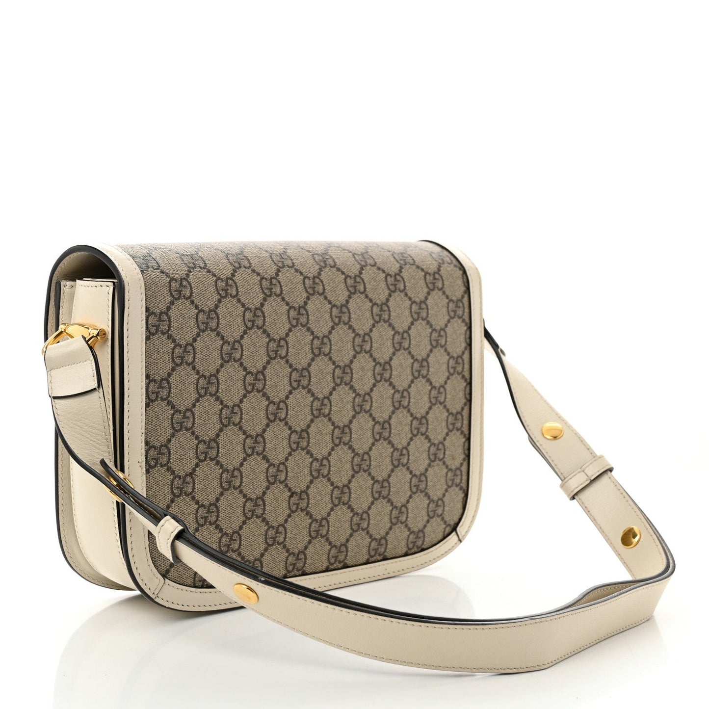GG Supreme Monogram Horsebit 1955 Shoulder Bag Beige Mystic White