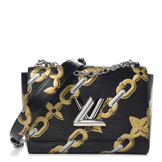 Epi Chain Flower Twist Shoulder Bag MM Black