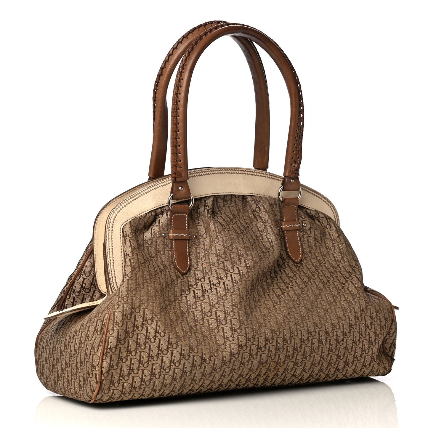 Monogram Large My Dior Frame Pocket Satchel Brown