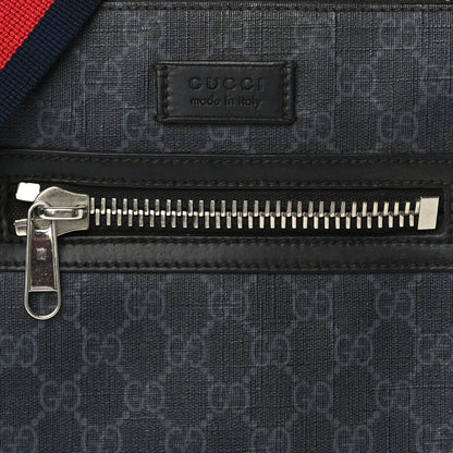 Gucci GG Supreme Monogram Web Small Flat Messenger Bag  Black Grey 6 of 8