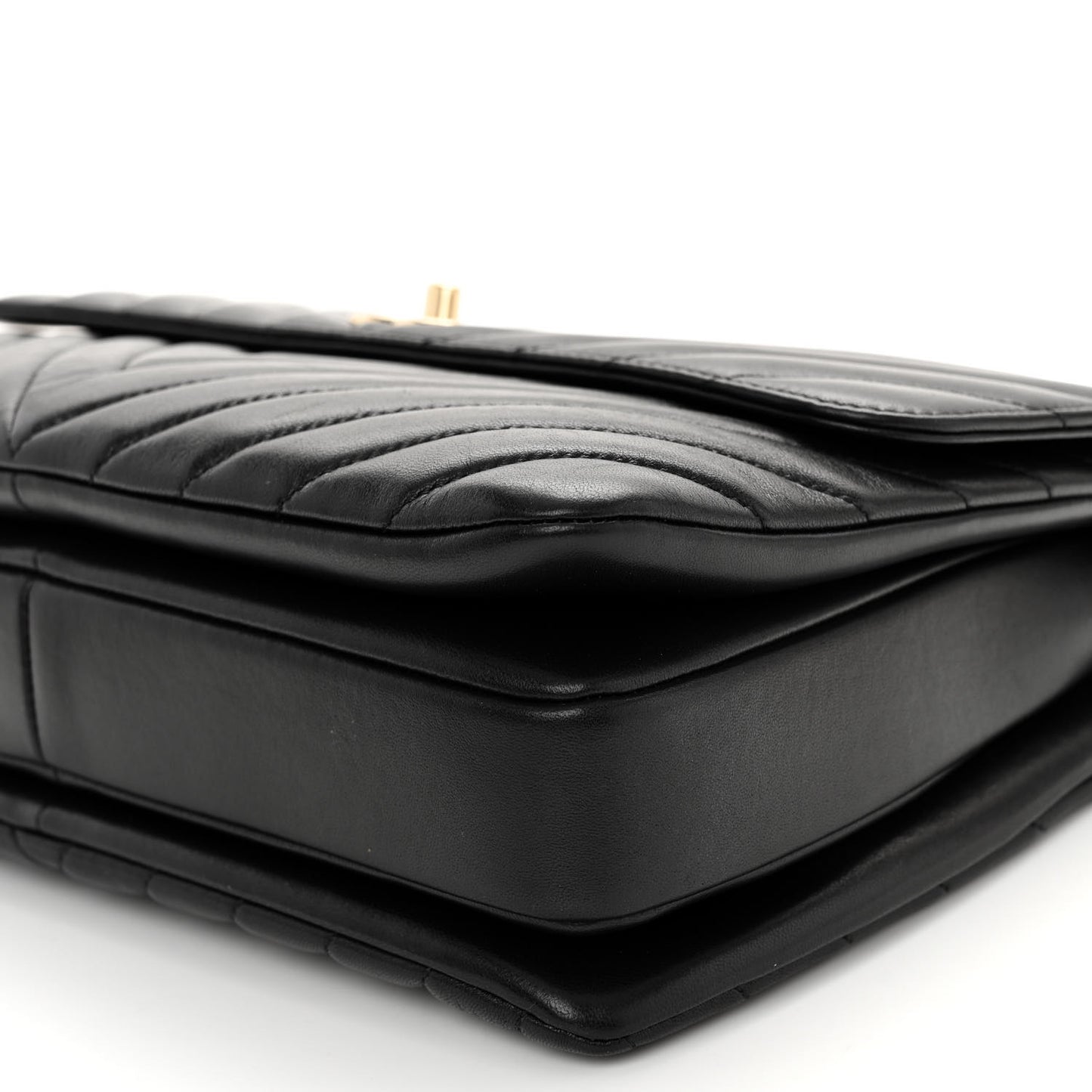 Lambskin Chevron Quilted Medium Trendy CC Dual Handle Flap Bag Black