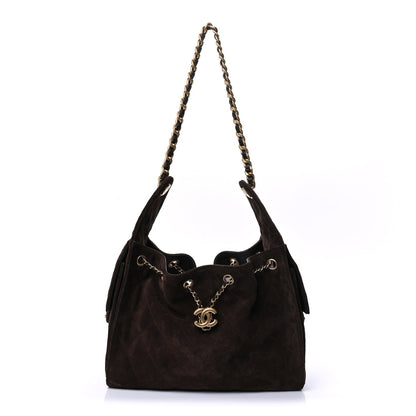 Chanel Suede Quilted Small  25 Handbag  Dark Brown 1 of 8