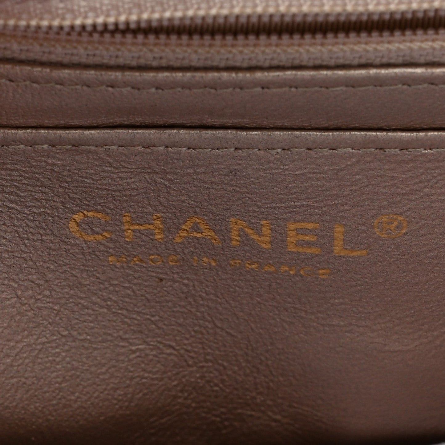 Metallic Lambskin Perforated Mini Rectangular Flap Light Gold