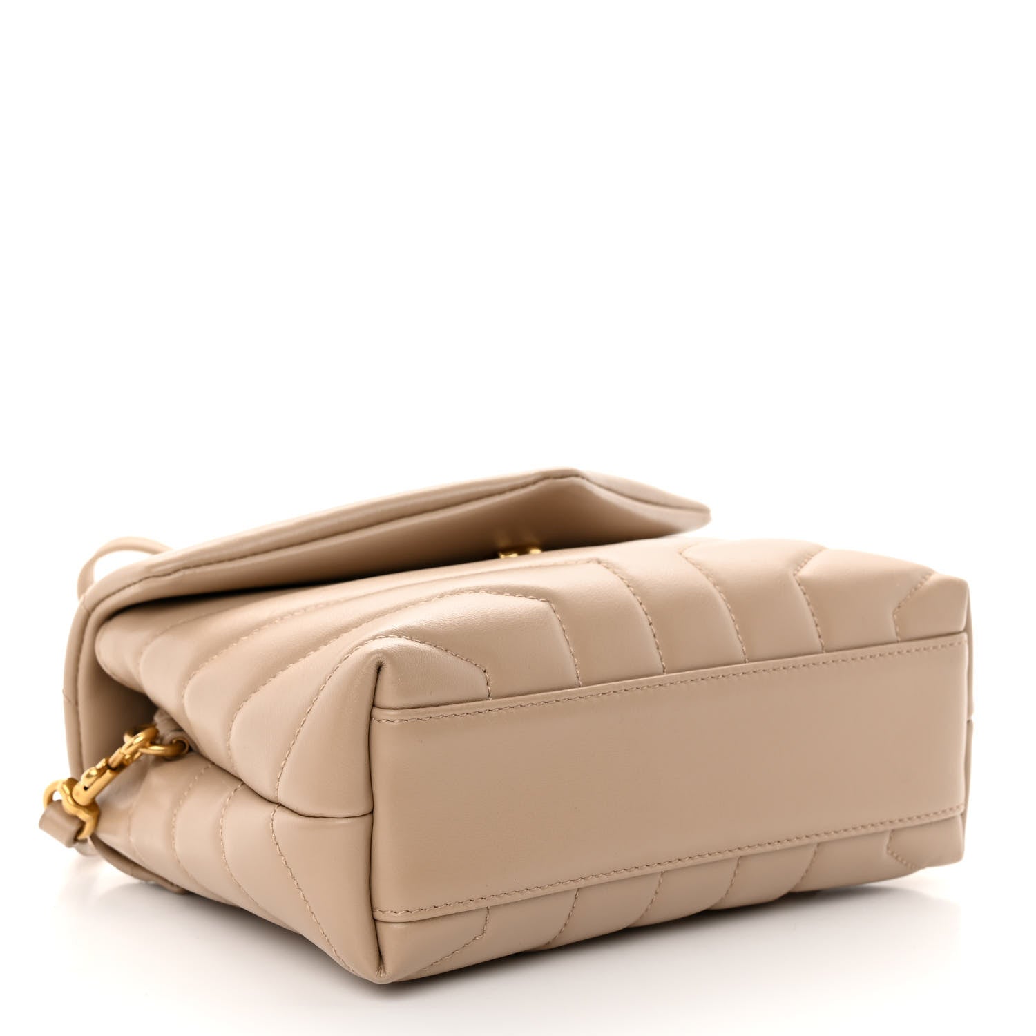 Saint Laurent Calfskin Y Quilted Monogram Toy Loulou Crossbody Bag Dark Beige 4 of 9